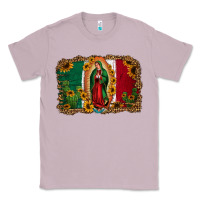 Our Lady Of Guadalupe Mexican Flag Background Classic Tee | Teevron