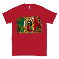 Red our lady of Guadalupe Mexican flag background Classic Tee - Jasminsmagicworld