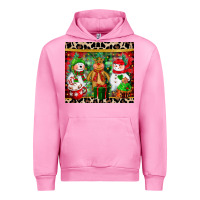 Fuchsia Pink christmas snowman polar bear reindeer Urban Hoodie - CowGirlArtShop