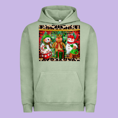 Christmas Snowman Polar Bear Reindeer Urban Hoodie Designed By Cowgirlartshop