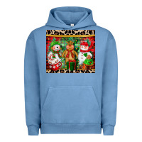 Pigment Pebble Blue christmas snowman polar bear reindeer Urban Hoodie - CowGirlArtShop