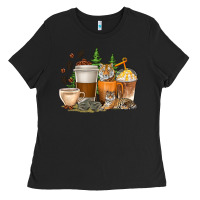 Black coffee cups tiger with coffee beans Ladies Tee - texasbilliewilder