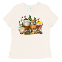 Bone coffee cups tiger with coffee beans Ladies Tee - texasbilliewilder