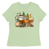 Matcha coffee cups tiger with coffee beans Ladies Tee - texasbilliewilder