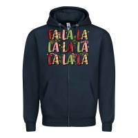 Navy fa la la la la la la la la Zipper Hoodie - MaliasSmallBusiness