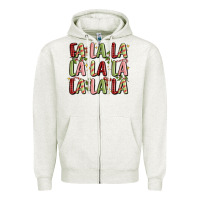 Oatmeal Heather fa la la la la la la la la Zipper Hoodie - MaliasSmallBusiness