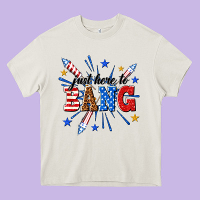 Just Here To Bang Heavy Core Tee Designed By Texasbilliewilder