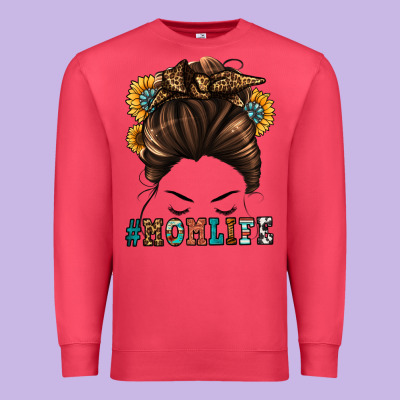 Mom Life Messy Bun Premium Sweatshirt Designed By Jasminsmagicworld