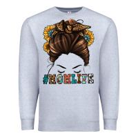 Heather Grey mom life messy bun Premium Sweatshirt - Jasminsmagicworld