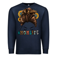 Navy mom life messy bun Premium Sweatshirt - Jasminsmagicworld