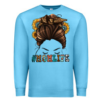 Ocean Blue mom life messy bun Premium Sweatshirt - Jasminsmagicworld
