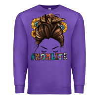 Purple mom life messy bun Premium Sweatshirt - Jasminsmagicworld