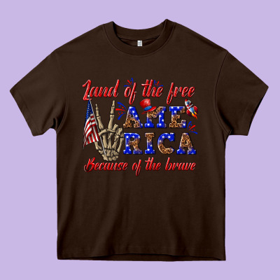 Land Of The Free America Because Of The Brave Heavy Core Tee Designed By Texasbilliewilder