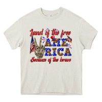 Cream land of the free america because of the brave Heavy Core Tee - texasbilliewilder