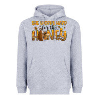 Heather Grey she works hard for the honey Heavyweight Hoodie - Artiststas