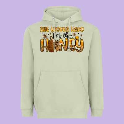 She Works Hard For The Honey Heavyweight Hoodie Designed By Artiststas