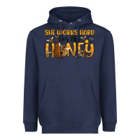 Navy she works hard for the honey Heavyweight Hoodie - Artiststas