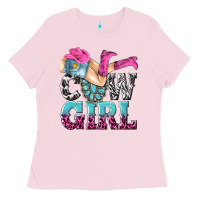 Bubblegum Pink cow girl Ladies Tee - texasbilliewilder