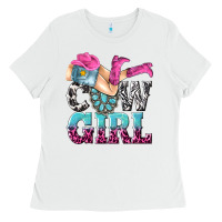 White cow girl Ladies Tee - texasbilliewilder