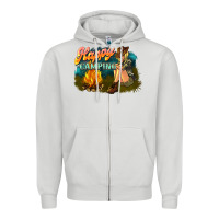 Dove Grey happy camping Zipper Hoodie - NancyCooperArtShop