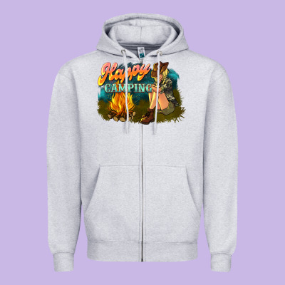Happy Camping Zipper Hoodie Designed By Nancycooperartshop