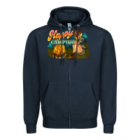 Navy happy camping Zipper Hoodie - NancyCooperArtShop