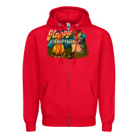 Red happy camping Zipper Hoodie - NancyCooperArtShop