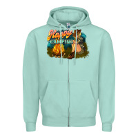 Seafoam happy camping Zipper Hoodie - NancyCooperArtShop