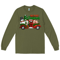 Army Green merry christmas snowman and farm animals truck Long Sleeve Tee - Jasminsmagicworld