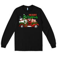 Black merry christmas snowman and farm animals truck Long Sleeve Tee - Jasminsmagicworld