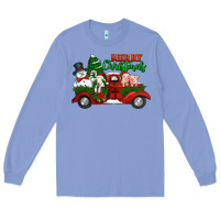 Colony Blue merry christmas snowman and farm animals truck Long Sleeve Tee - Jasminsmagicworld