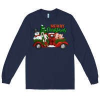 Navy merry christmas snowman and farm animals truck Long Sleeve Tee - Jasminsmagicworld