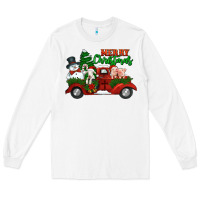 White merry christmas snowman and farm animals truck Long Sleeve Tee - Jasminsmagicworld