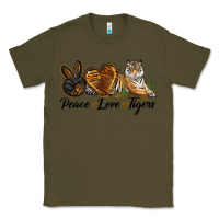 Army Green Peace Love Tigers Classic Tee - LillyAllenDesigns