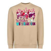 In October We Wear Pink Cancer Ribbon With Teeth Heavyweight Sweatshirt | Teevron