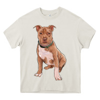 Cream brown pitbull Heavy Core Tee - RanaPortraitStore
