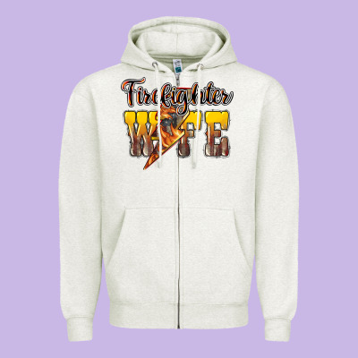 Firefighter Wife Lightning Bolt Zipper Hoodie Designed By Nancycooperartshop