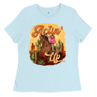 Baby Blue cowgirl actin up Ladies Tee - texasbilliewilder