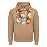 Vintage Coffee baseball leopard sunflower seamless pattern Vintage Hoodie - JahusDesignShop