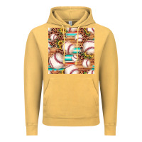 Vintage Mustard baseball leopard sunflower seamless pattern Vintage Hoodie - JahusDesignShop