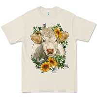 Bone charolais cattle with sunflowers Premium Tee - RanaPortraitStore