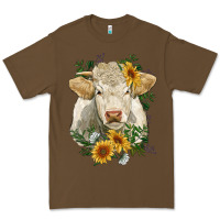 Cacao charolais cattle with sunflowers Premium Tee - RanaPortraitStore