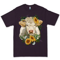 Plum charolais cattle with sunflowers Premium Tee - RanaPortraitStore