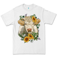 White charolais cattle with sunflowers Premium Tee - RanaPortraitStore