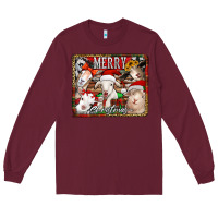 Burgundy merry christmas goats Long Sleeve Tee - Jasminsmagicworld