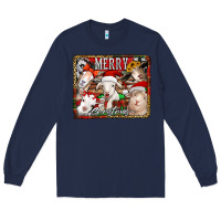 Navy merry christmas goats Long Sleeve Tee - Jasminsmagicworld