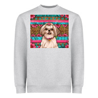 Heather Grey shih tzu floral tumbler Heavyweight Sweatshirt - Artiststas