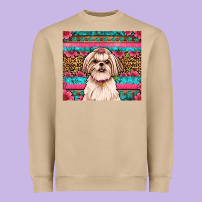 Shih Tzu Floral Tumbler Heavyweight Sweatshirt Designed By Artiststas