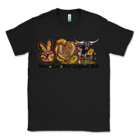Black Peace Love Texas Longhorn Bull Classic Tee - LillyAllenDesigns