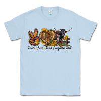 Dusty Blue Peace Love Texas Longhorn Bull Classic Tee - LillyAllenDesigns